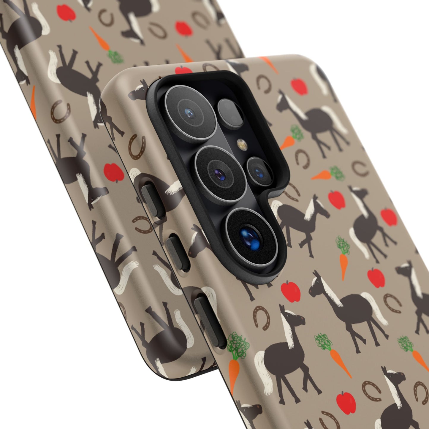 Phone Case, Horses, Carrots and Apples on Tan, Tough Phone Case, Horse Lovers, Year of the Horse