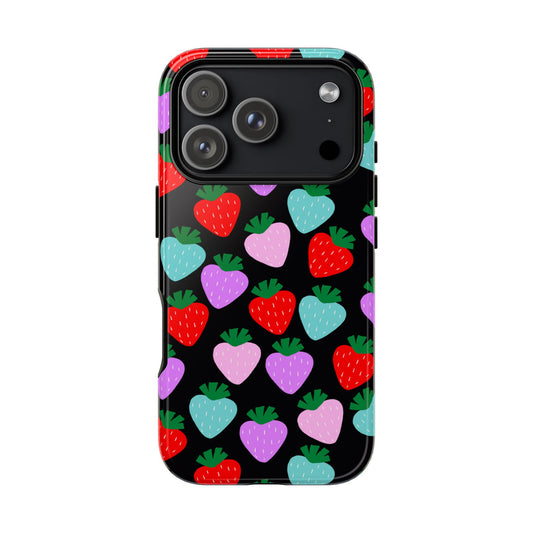 Phone Case, Playful Strawberry Design, Tough Phone Case