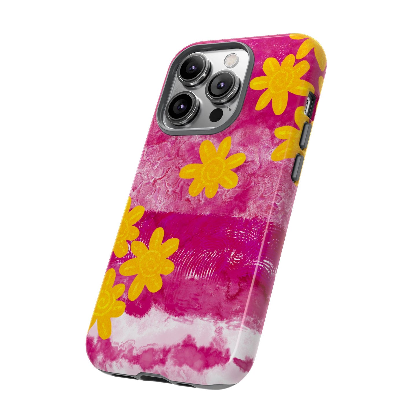 Yellow Flowers on Raspberry Phone Case| Tough Case