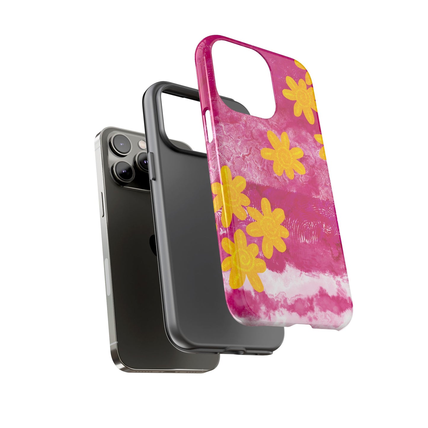Yellow Flowers on Raspberry Phone Case| Tough Case
