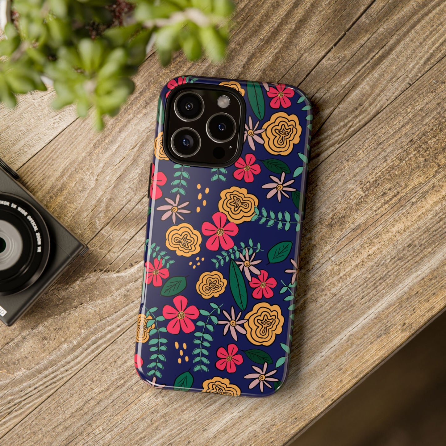 Phone Case, Blue Floral Design, Tough Phone Case
