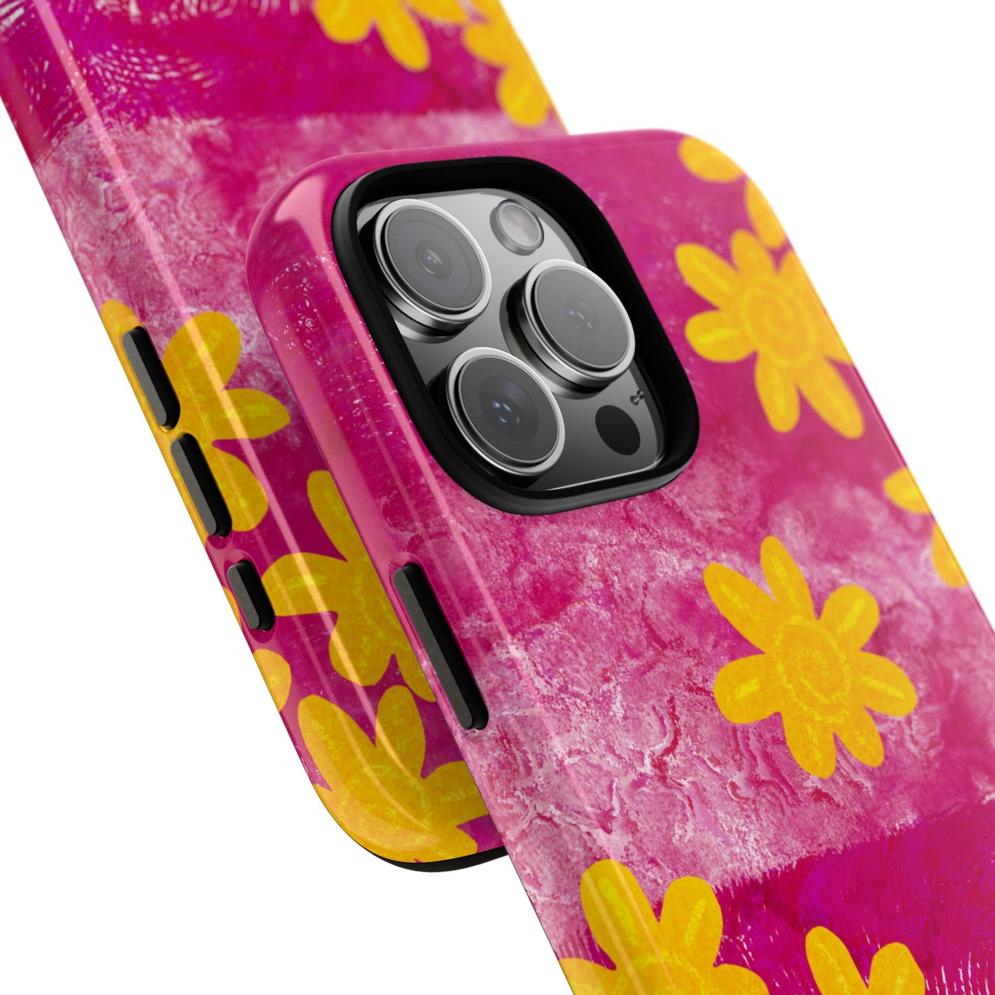 Yellow Flowers on Raspberry Phone Case| Tough Case