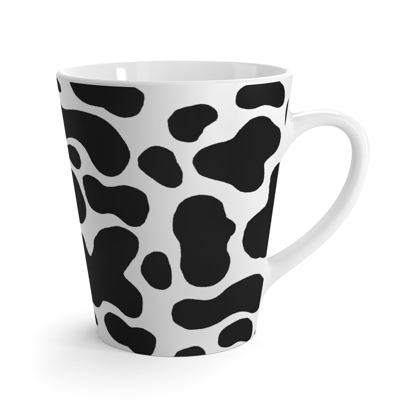 Mug, Cow Print, Black and White, Latte Cup, 12 Ounce
