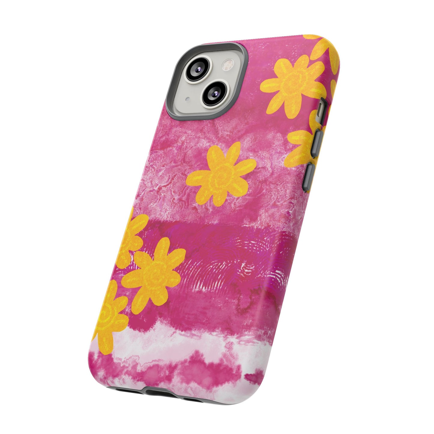 Yellow Flowers on Raspberry Phone Case| Tough Case