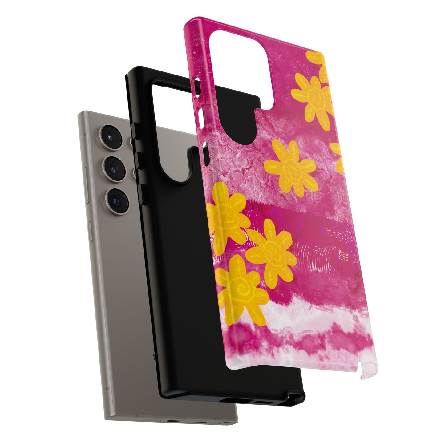 Yellow Flowers on Raspberry Phone Case| Tough Case