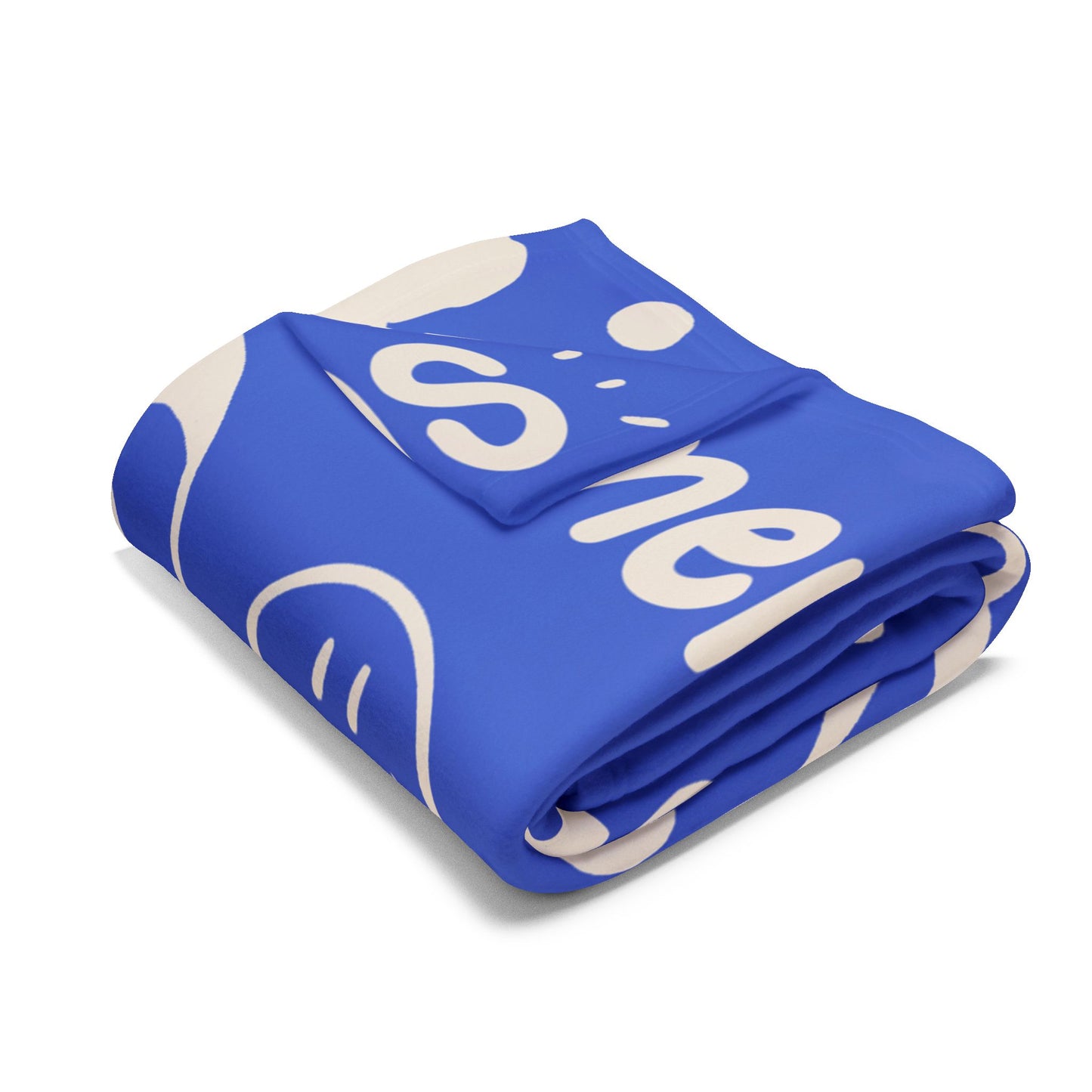 Blanket Fleece With Charming Beach Design on Blue Background, 2 Sizes, Blanket or Throw