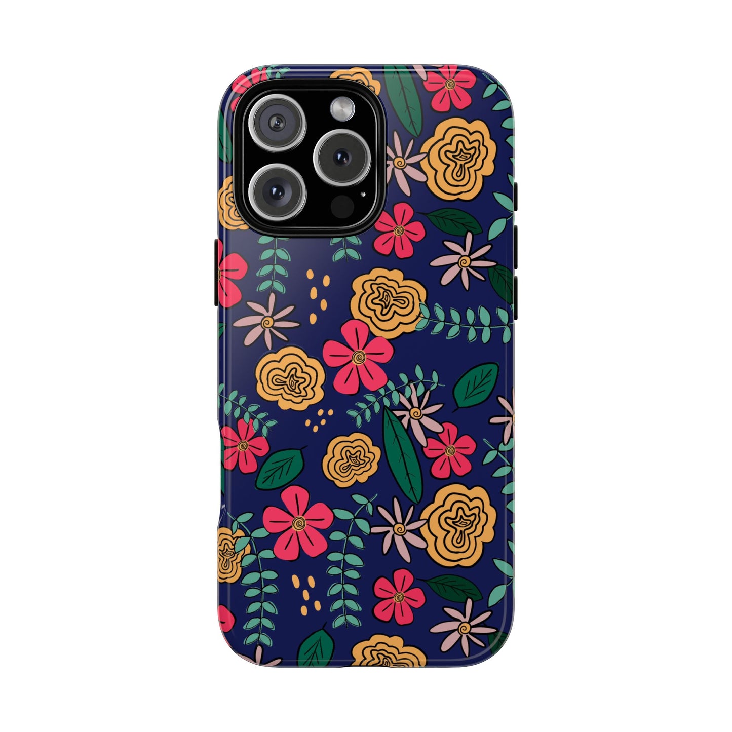 Phone Case, Blue Floral Design, Tough Phone Case