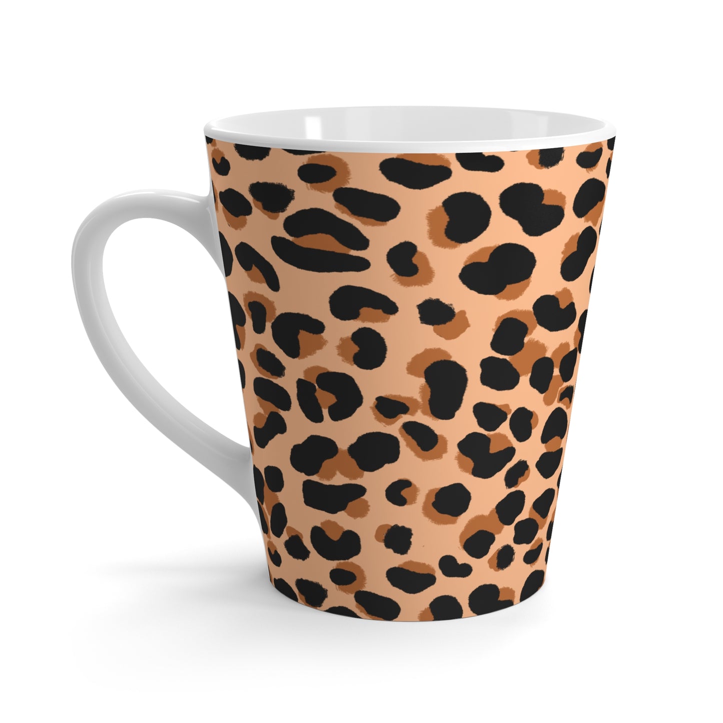 Mug, Tan Leopard Print Design, Latte Cup, 12 Ounce