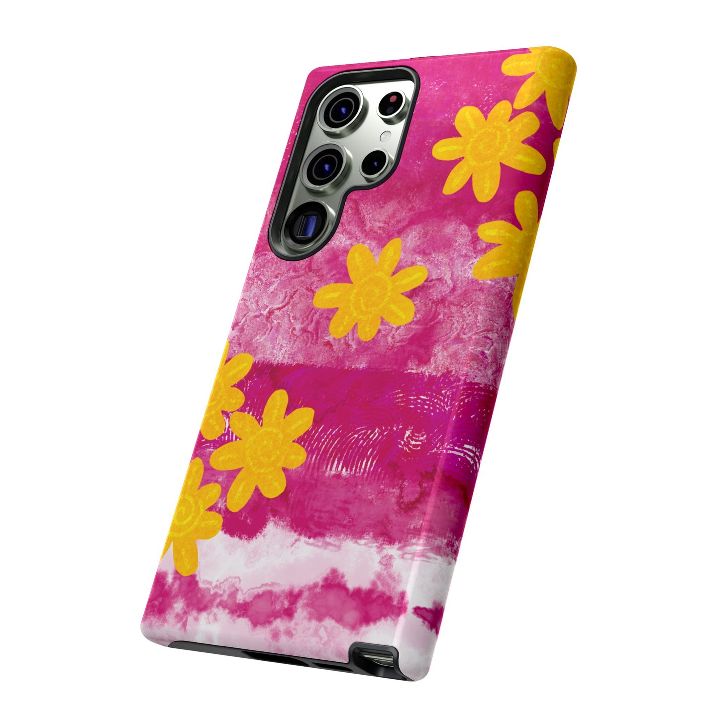 Yellow Flowers on Raspberry Phone Case| Tough Case