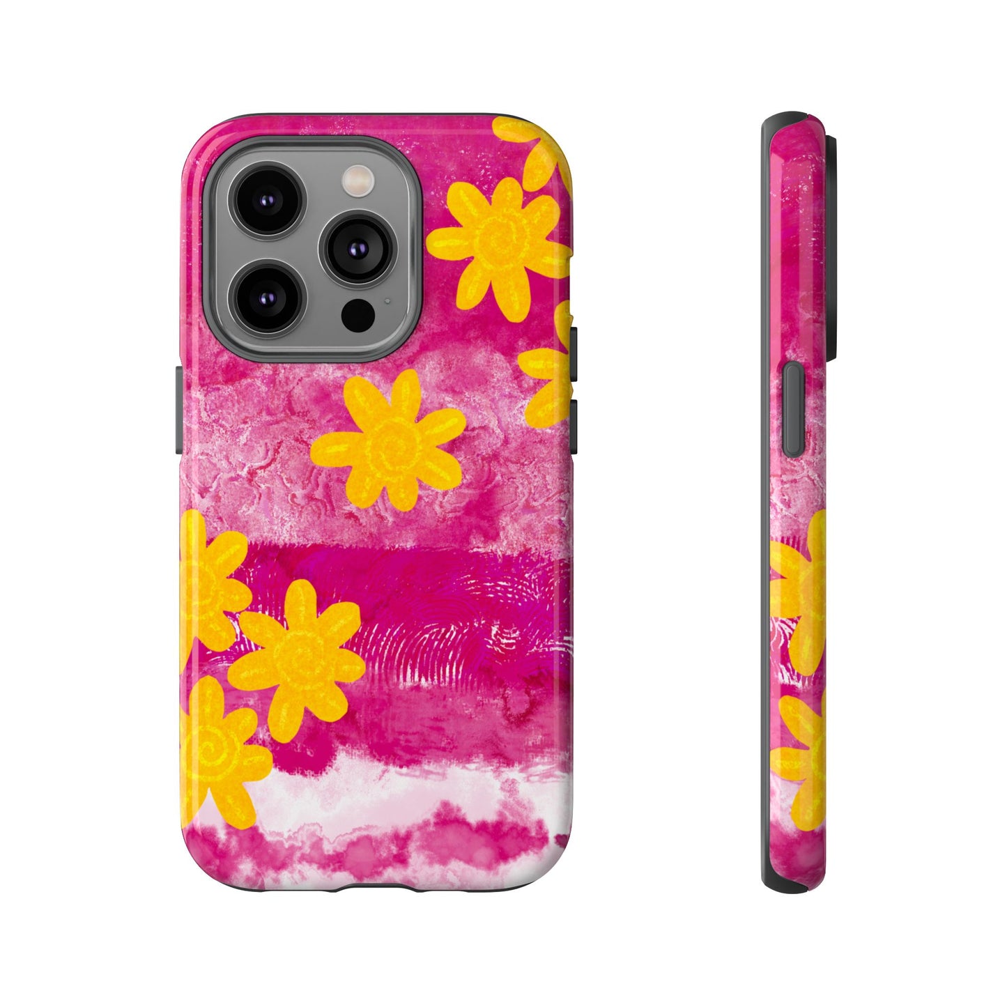 Yellow Flowers on Raspberry Phone Case| Tough Case