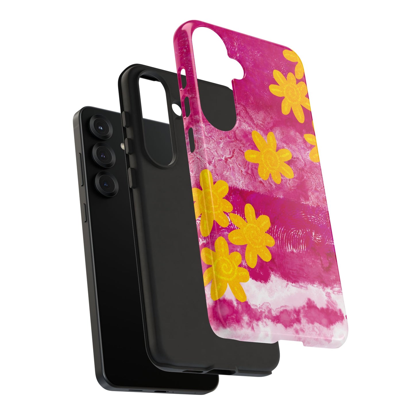 Yellow Flowers on Raspberry Phone Case| Tough Case