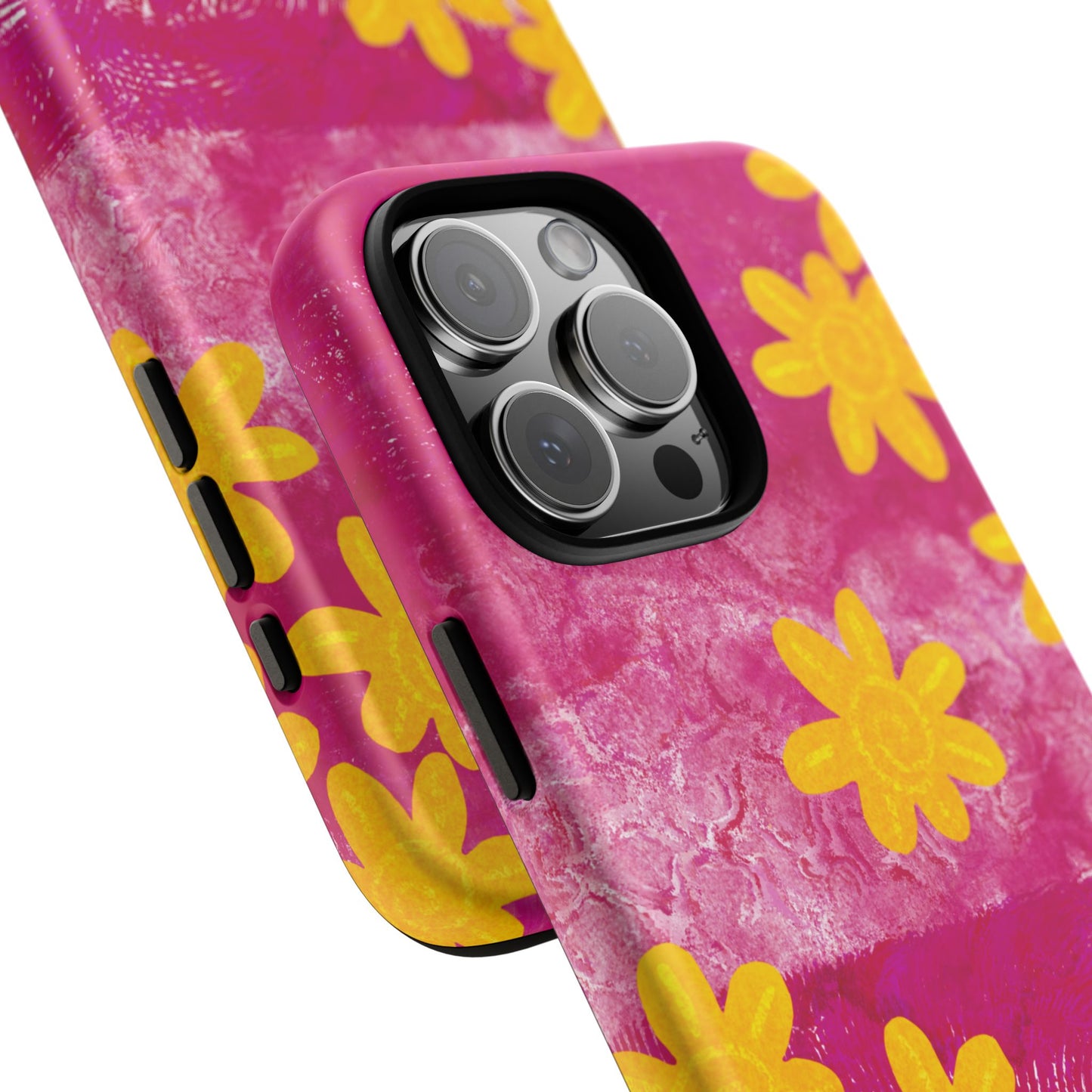 Yellow Flowers on Raspberry Phone Case| Tough Case