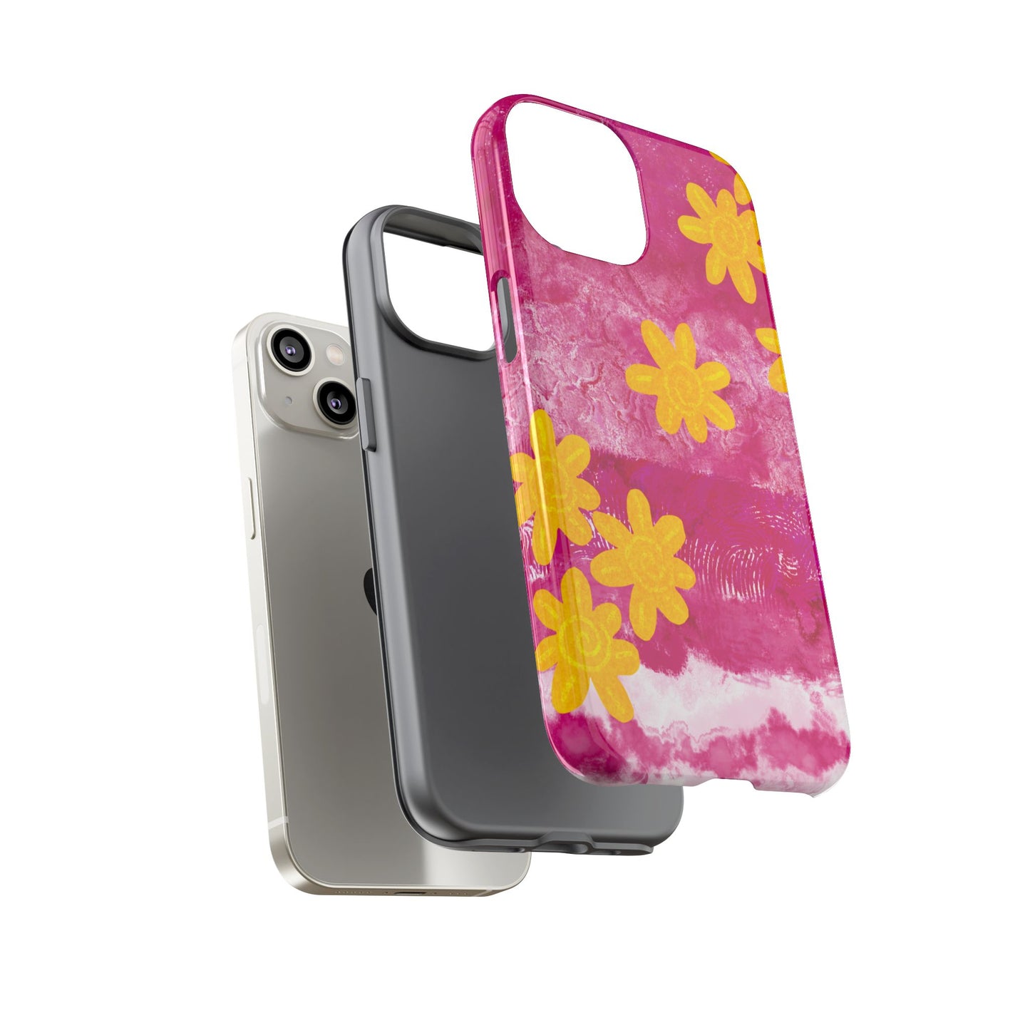 Yellow Flowers on Raspberry Phone Case| Tough Case