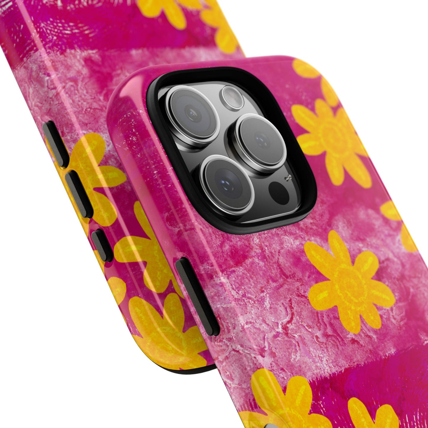 Yellow Flowers on Raspberry Phone Case| Tough Case