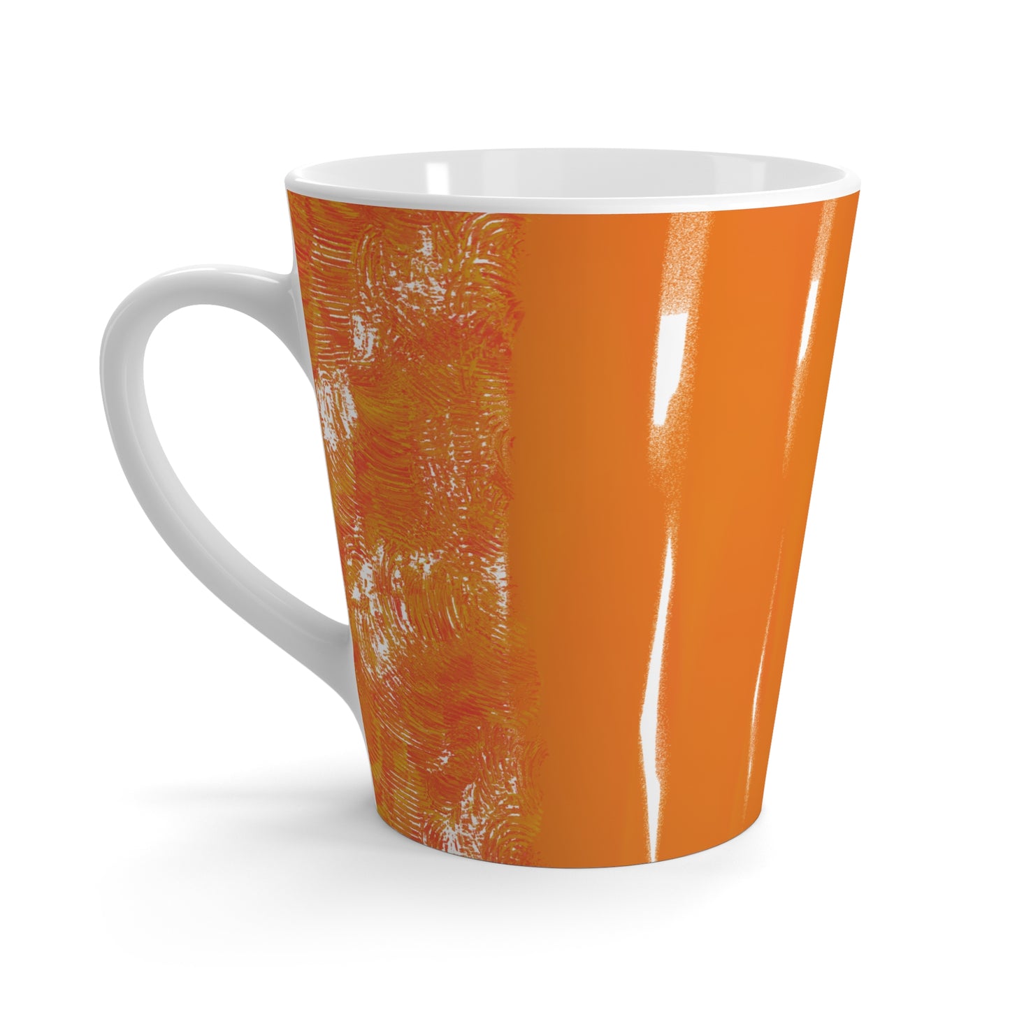 Mug, Springtime Orange Design, Latte Cup, 12 Ounce
