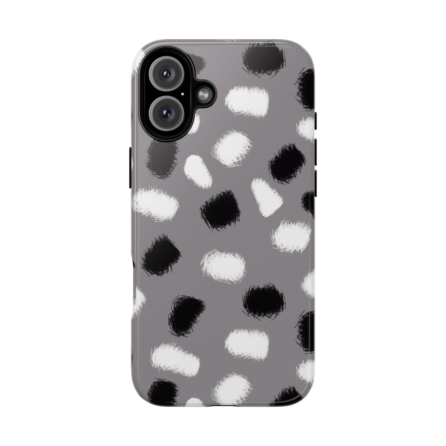 Phone Case, B & W Splotches Artistic Design, Tough Phone Case