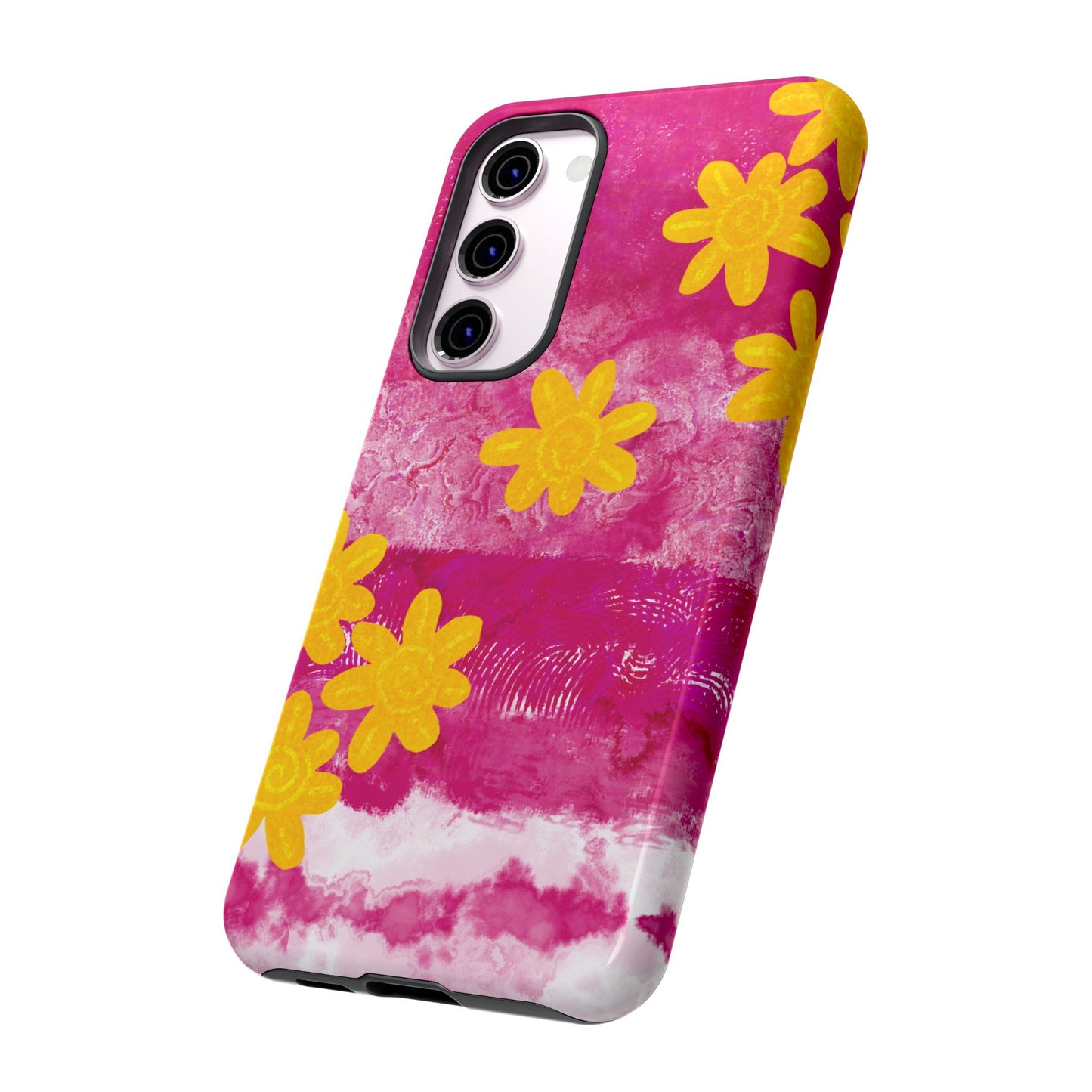Yellow Flowers on Raspberry Phone Case| Tough Case