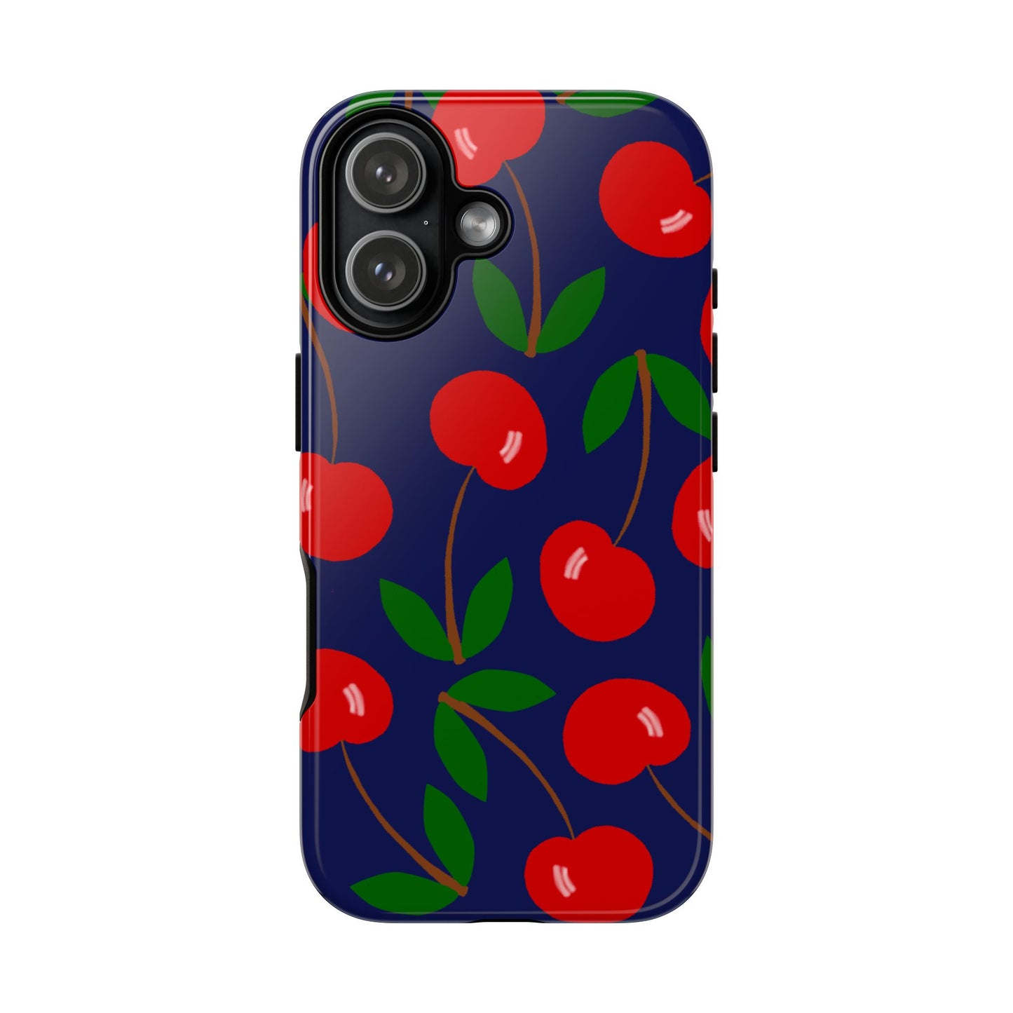 Phone Case, Large Cherries on Navy Design, Tough Phone Case