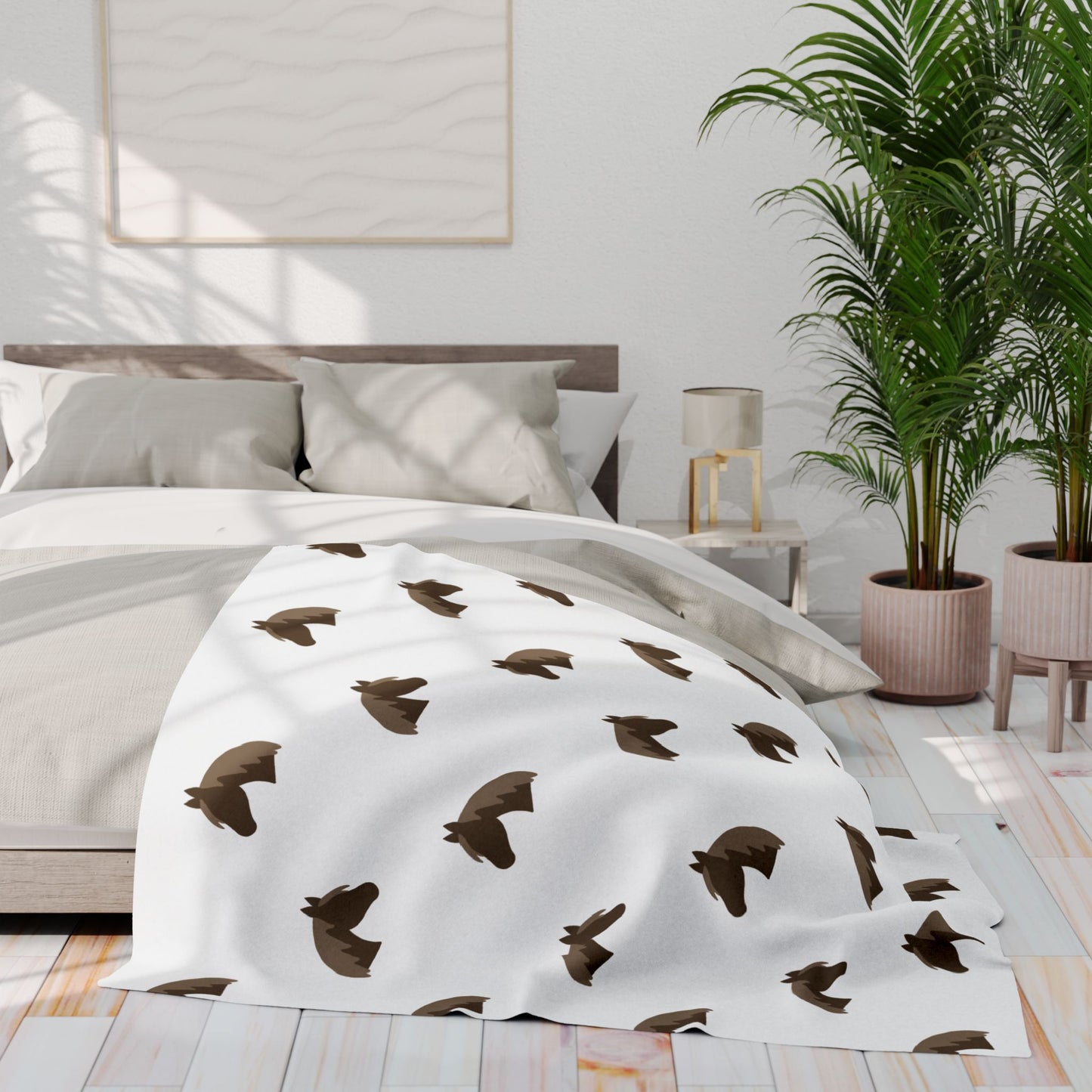 Blanket Fleece With Horse Head Design, Horse Lovers, Year of the Horse, 2 Sizes, Blanket or Throw