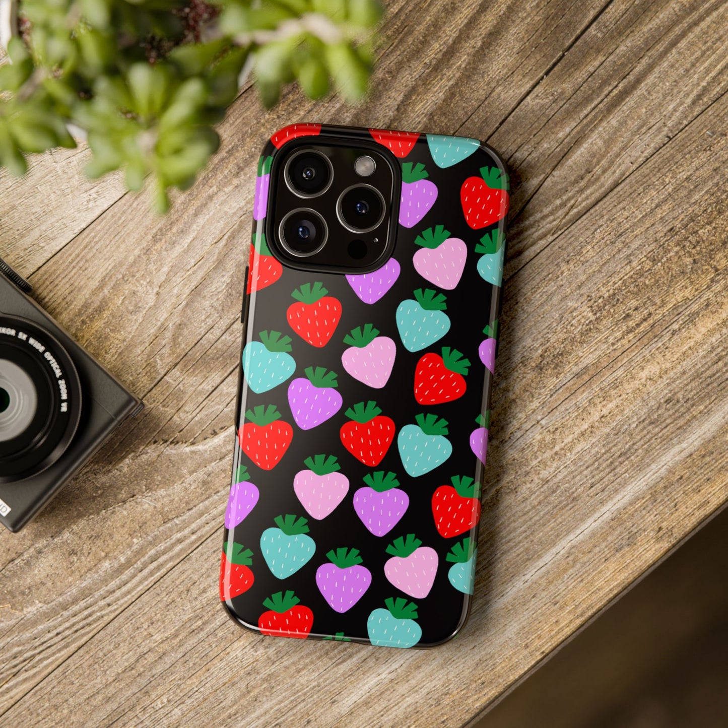 Phone Case, Playful Strawberry Design, Tough Phone Case