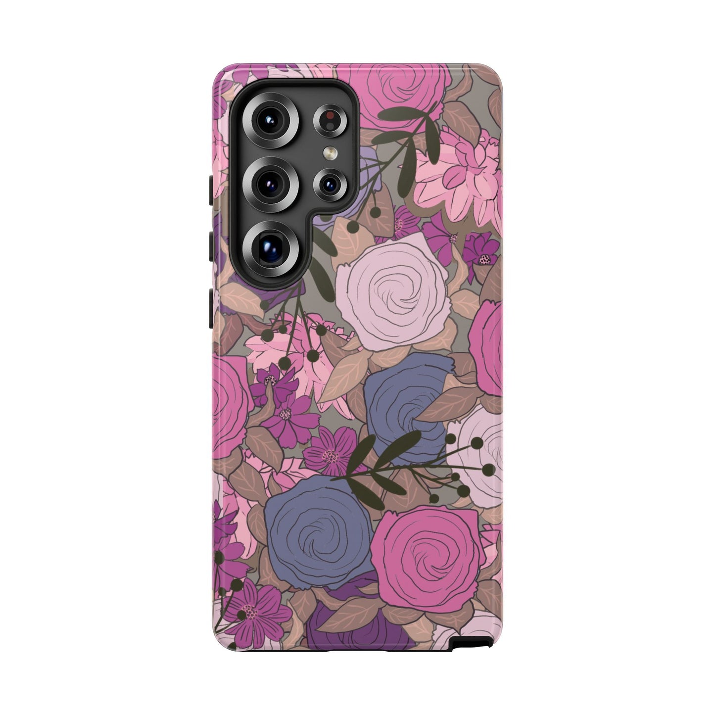 Phone Case, Pink Floral Design, Tough Phone Case