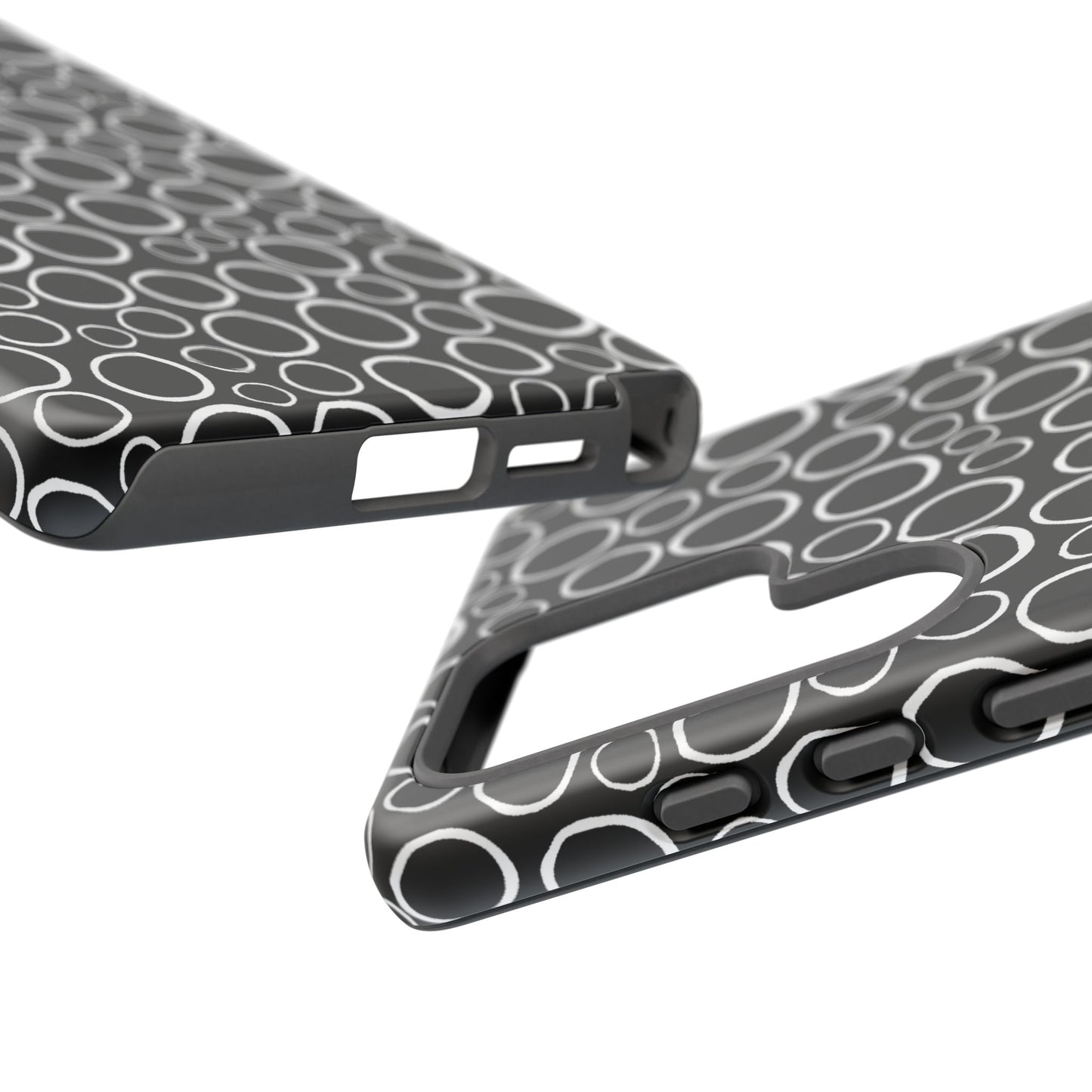Phone Case, B & W Bubbly Circles Design, Tough Phone Case