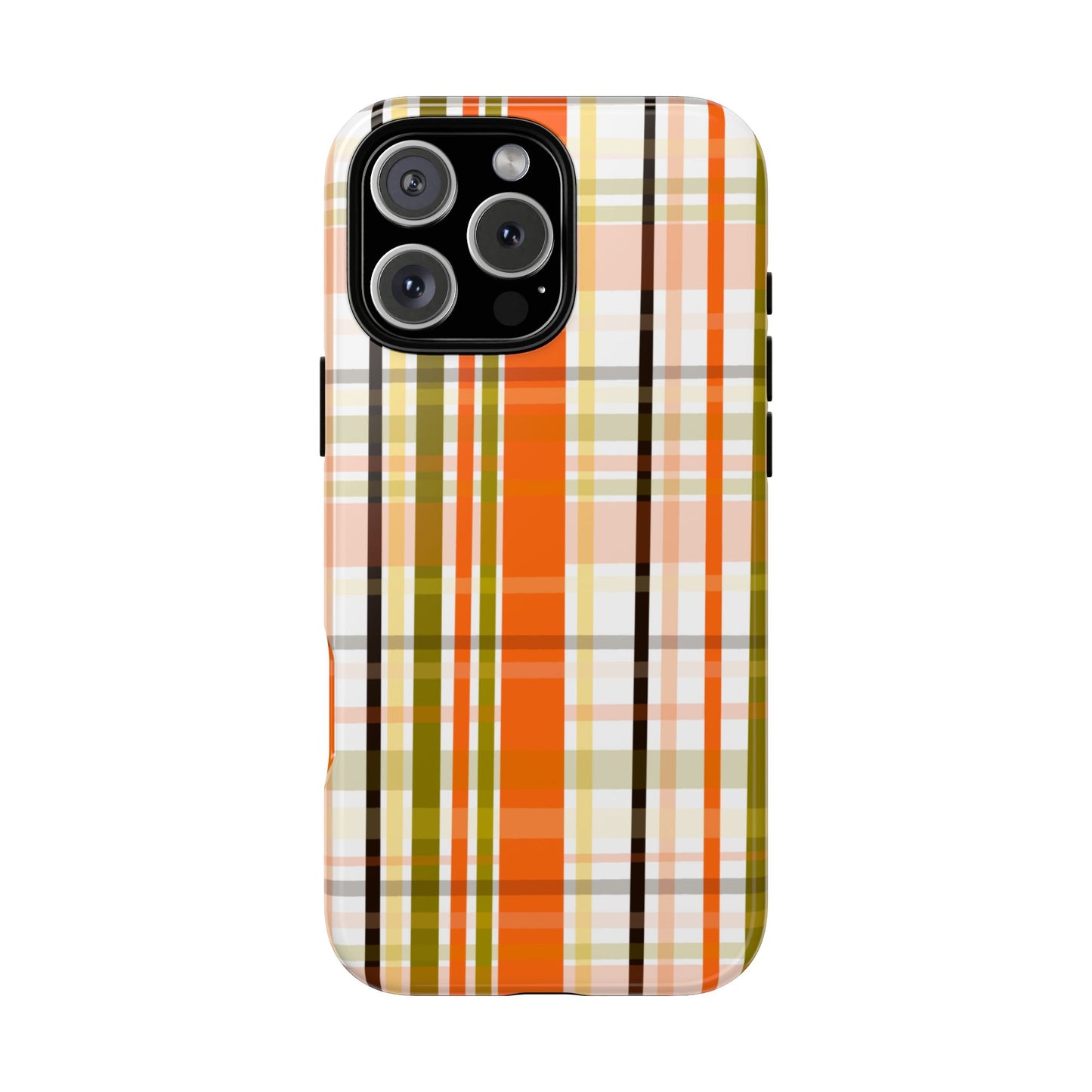 Phone Case, Orange Plaid Design, Tough Phone Case
