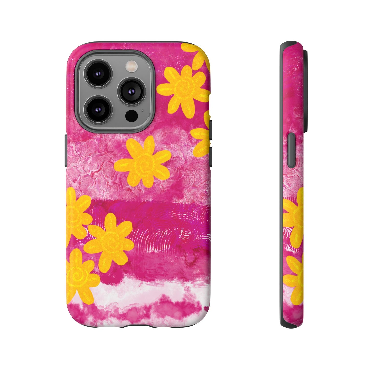 Yellow Flowers on Raspberry Phone Case| Tough Case
