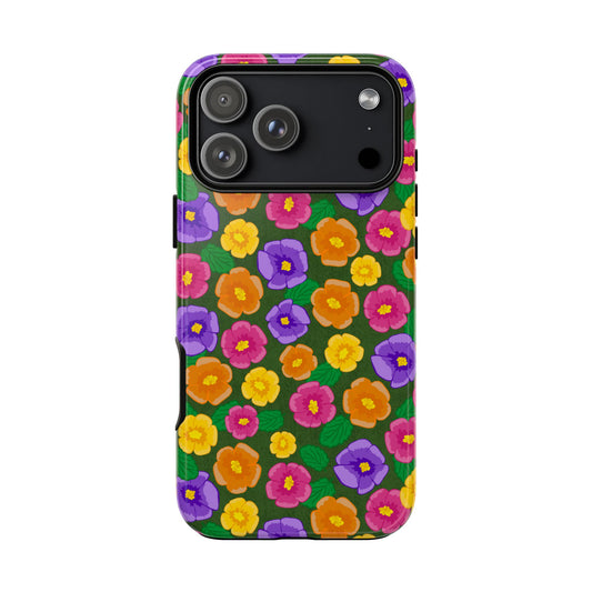 Phone Case, Pansies Artistic Design, Tough Phone Case
