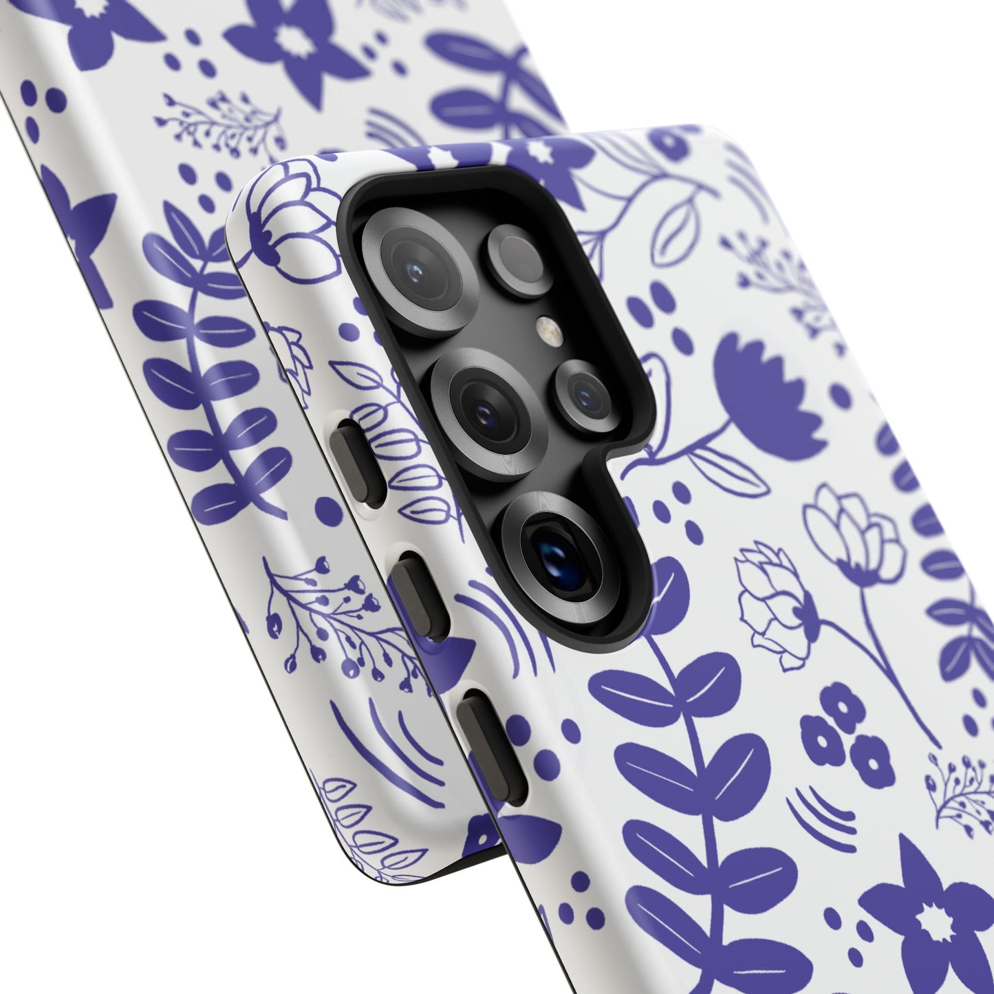 Phone Case, Blue and White Floral Design, Tough Phone Case