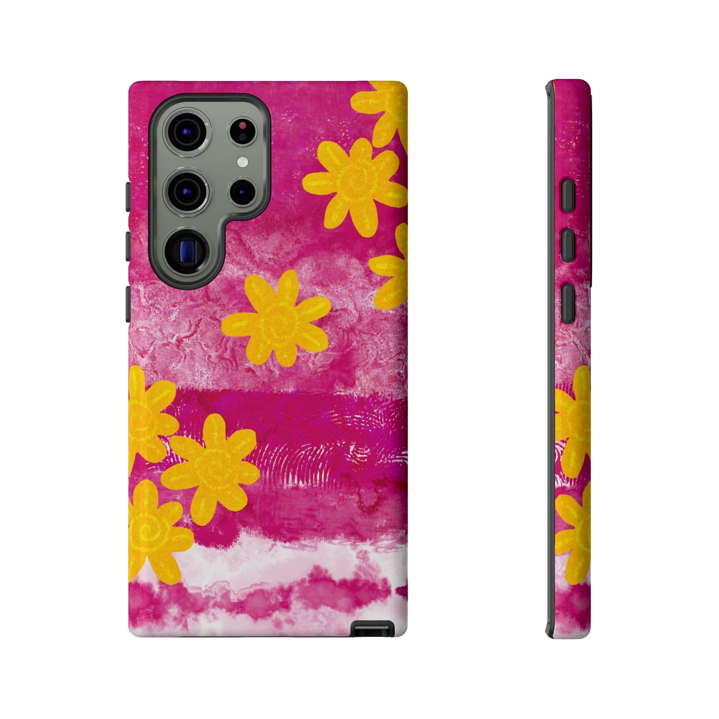 Yellow Flowers on Raspberry Phone Case| Tough Case
