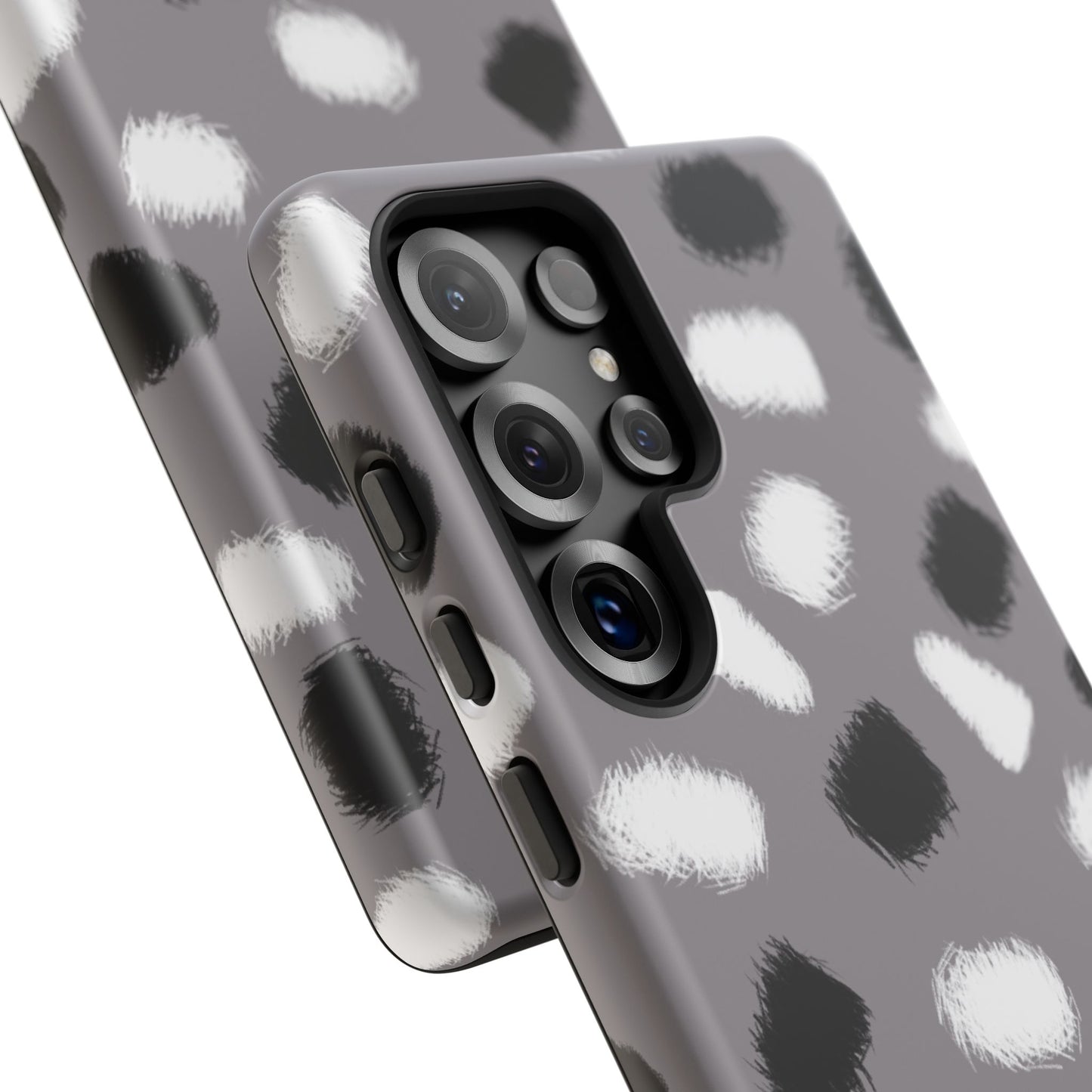 Phone Case, B & W Splotches Artistic Design, Tough Phone Case