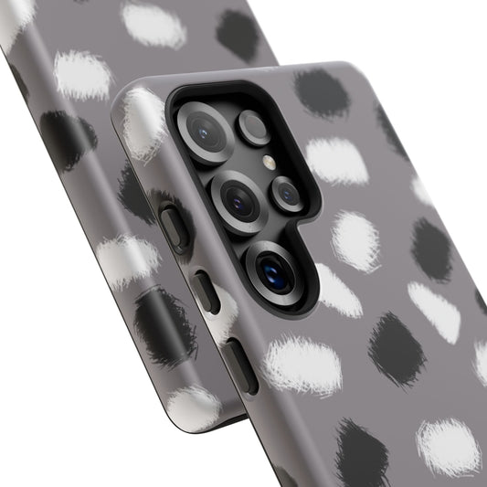 Phone Case, B & W Splotches Artistic Design, Tough Phone Case