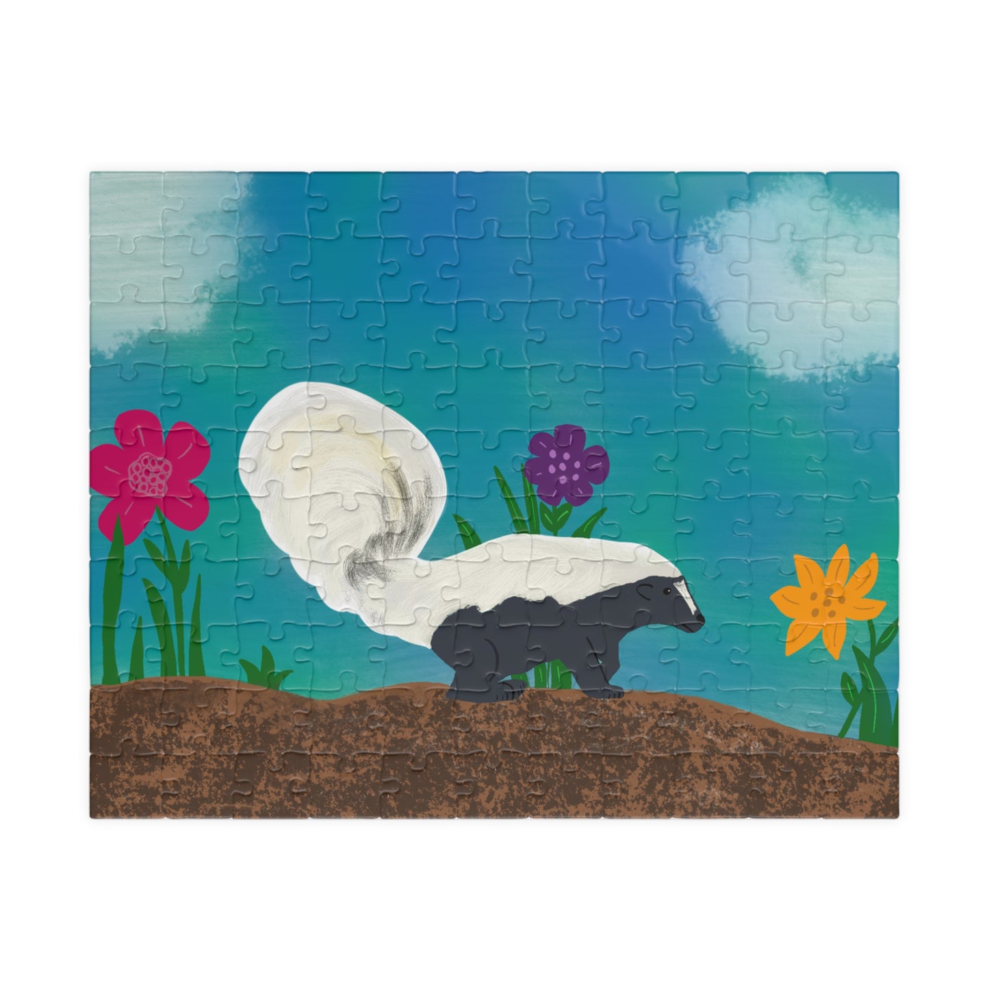 Puzzle, Skunk in Flowers Design, Family Fun, Jigsaw Puzzle, 110-520 Pieces