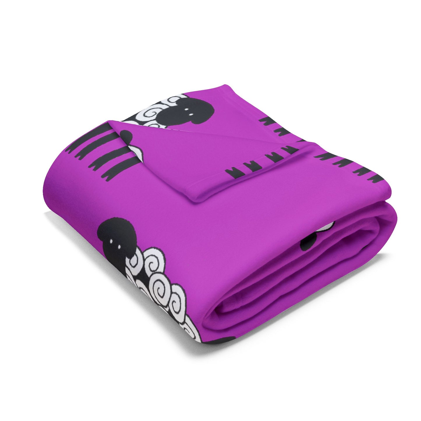 Blanket Fleece With Charming Sheep Design on Hot Pink Background, 2 Sizes, Blanket or Throw