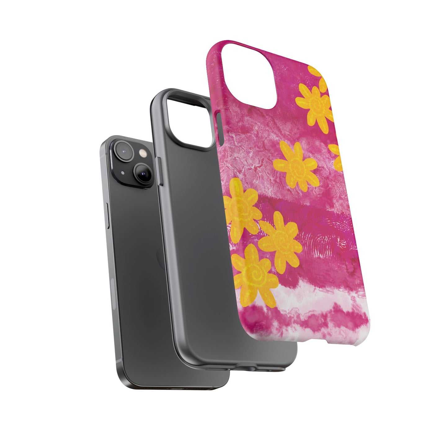 Yellow Flowers on Raspberry Phone Case| Tough Case