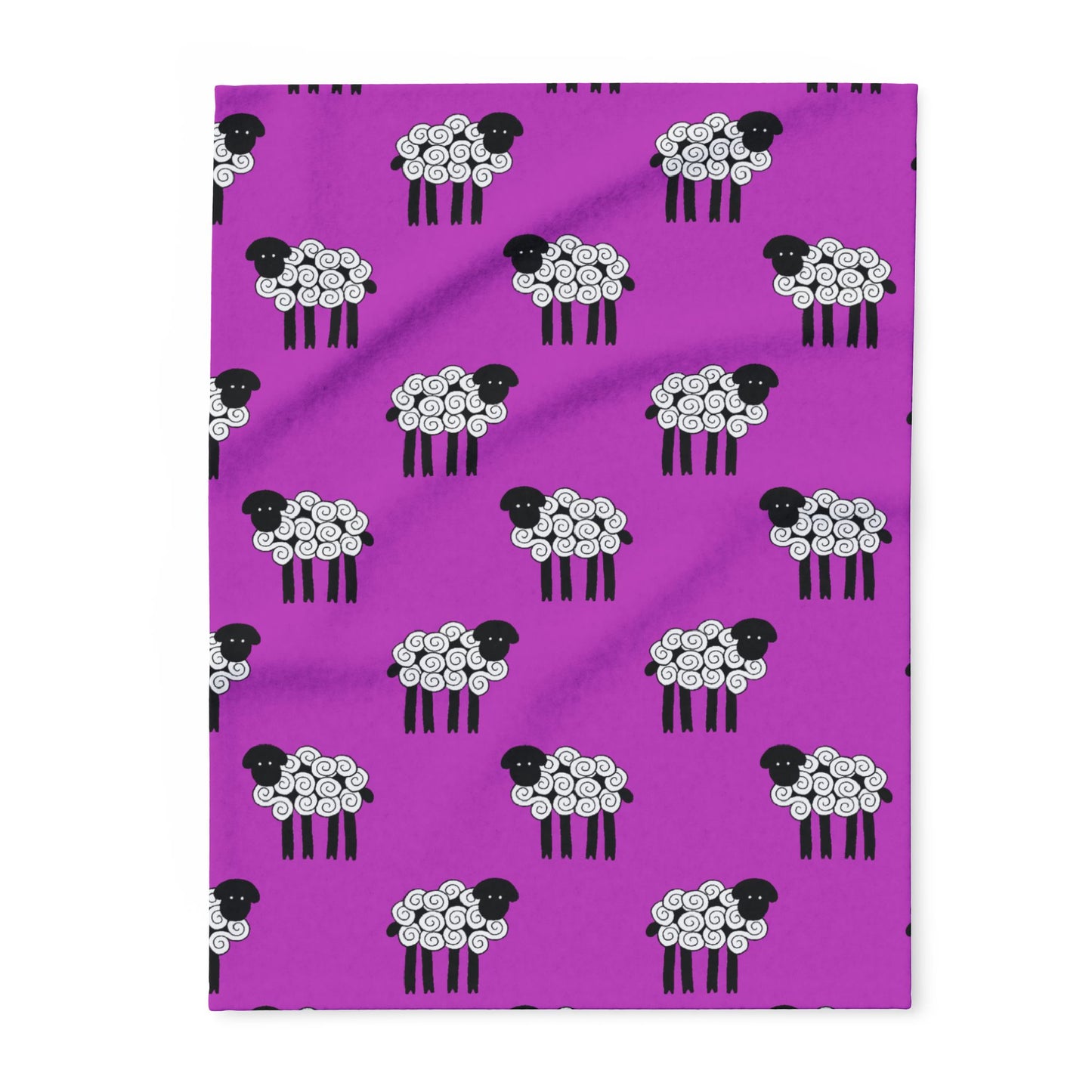 Blanket Fleece With Charming Sheep Design on Hot Pink Background, 2 Sizes, Blanket or Throw