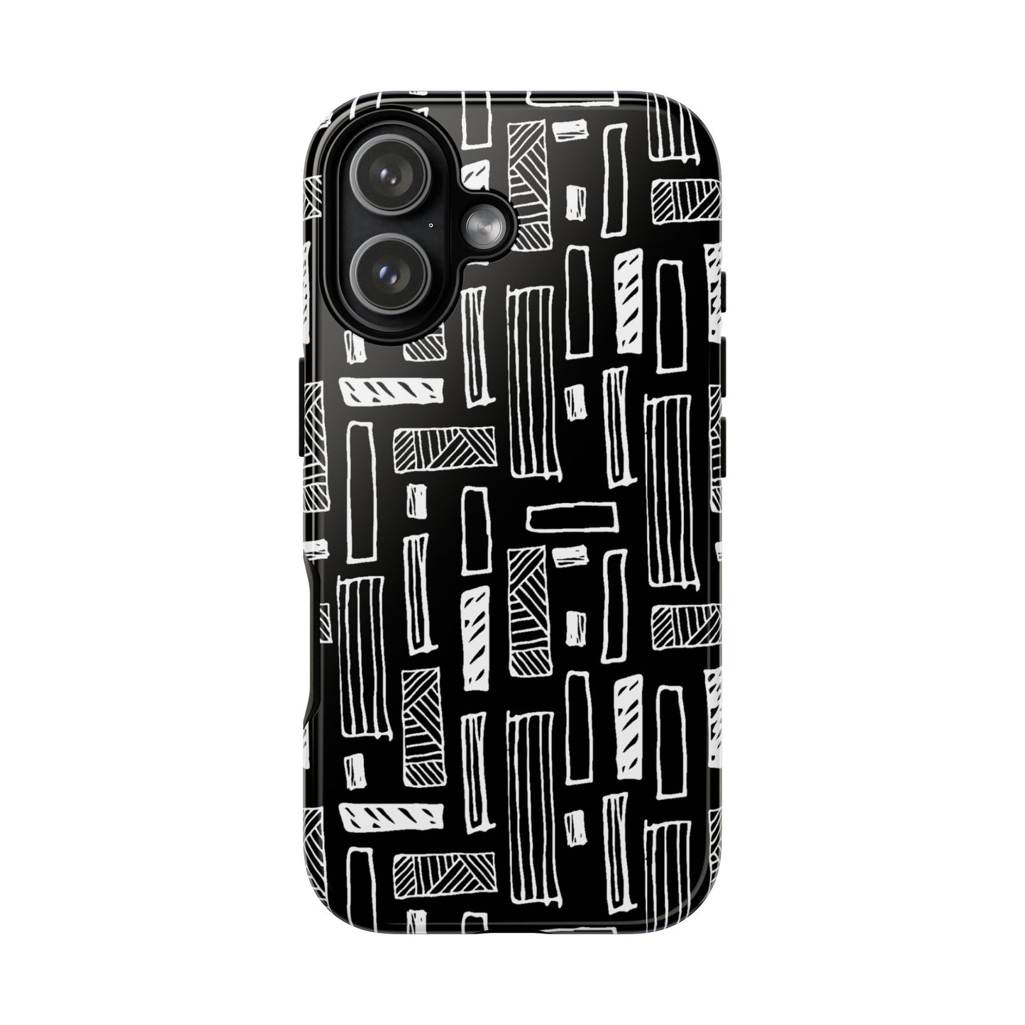 Phone Case, B & W Geometric Artistic Design, Tough Phone Case