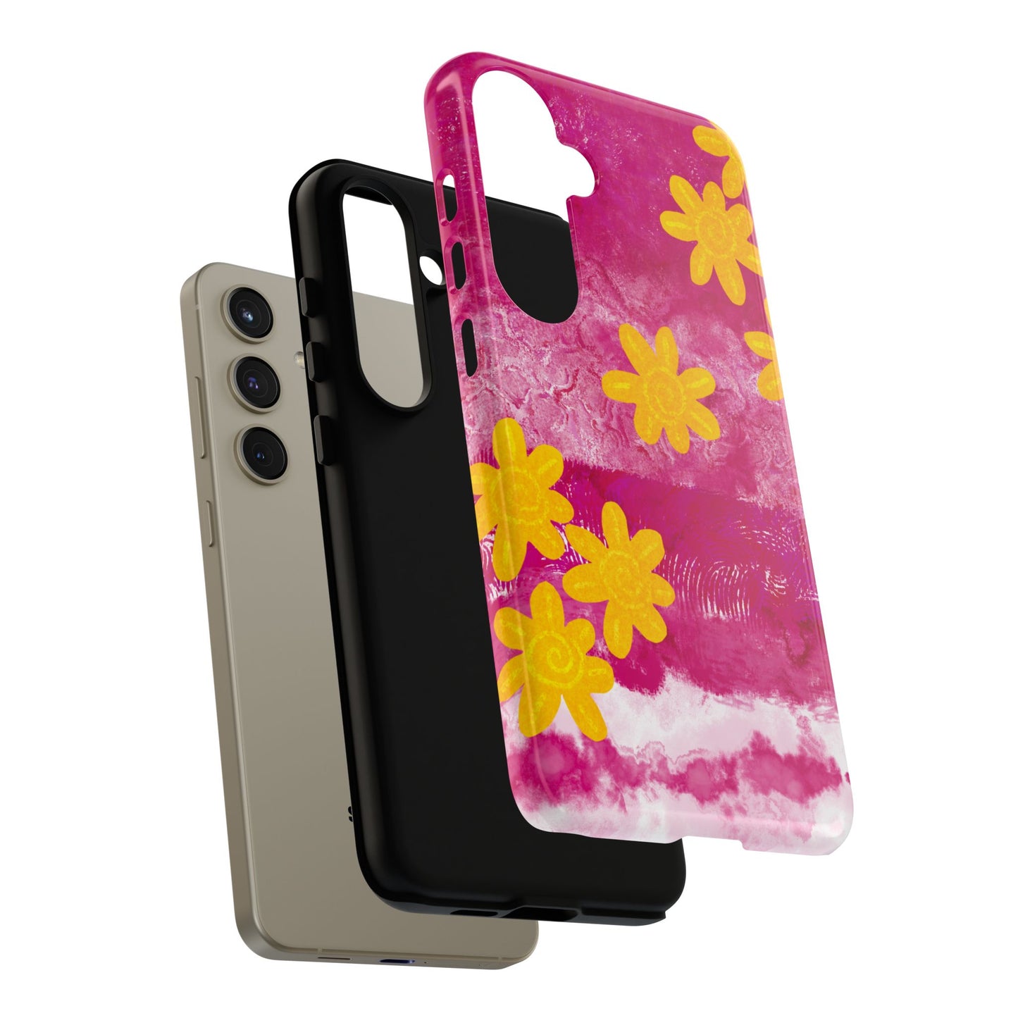 Yellow Flowers on Raspberry Phone Case| Tough Case