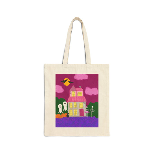 Haunted House Spooky Tote Bag, Halloween Trick or Treat Gift, Pumpkin Ghost Canvas Bag, Cute Reusable Grocery Tote, [...]