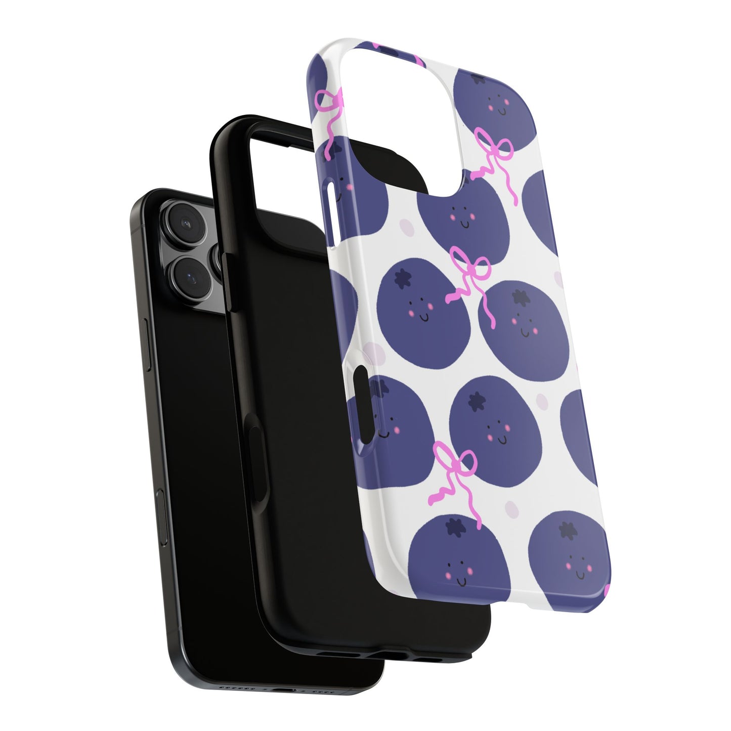 Phone Case, Blueberry Design on White, Tough Phone Case