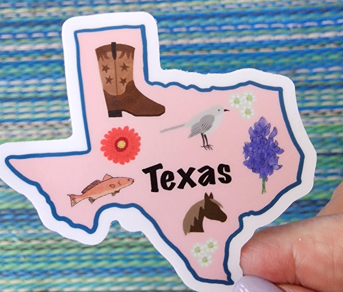 Sticker, Texas State Sticker, Die-Cut or Gingham Square, Vinyl, 3 Inch