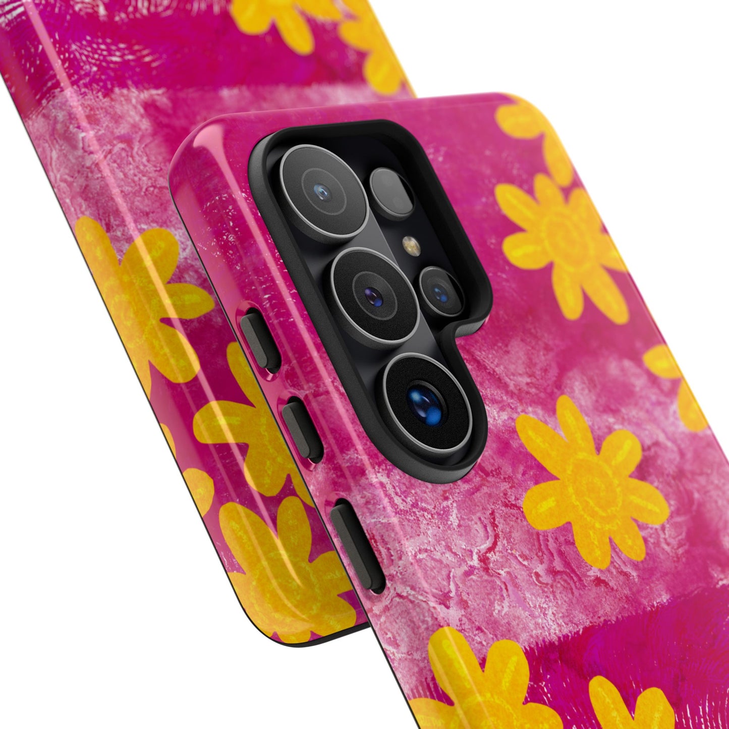 Yellow Flowers on Raspberry Phone Case| Tough Case