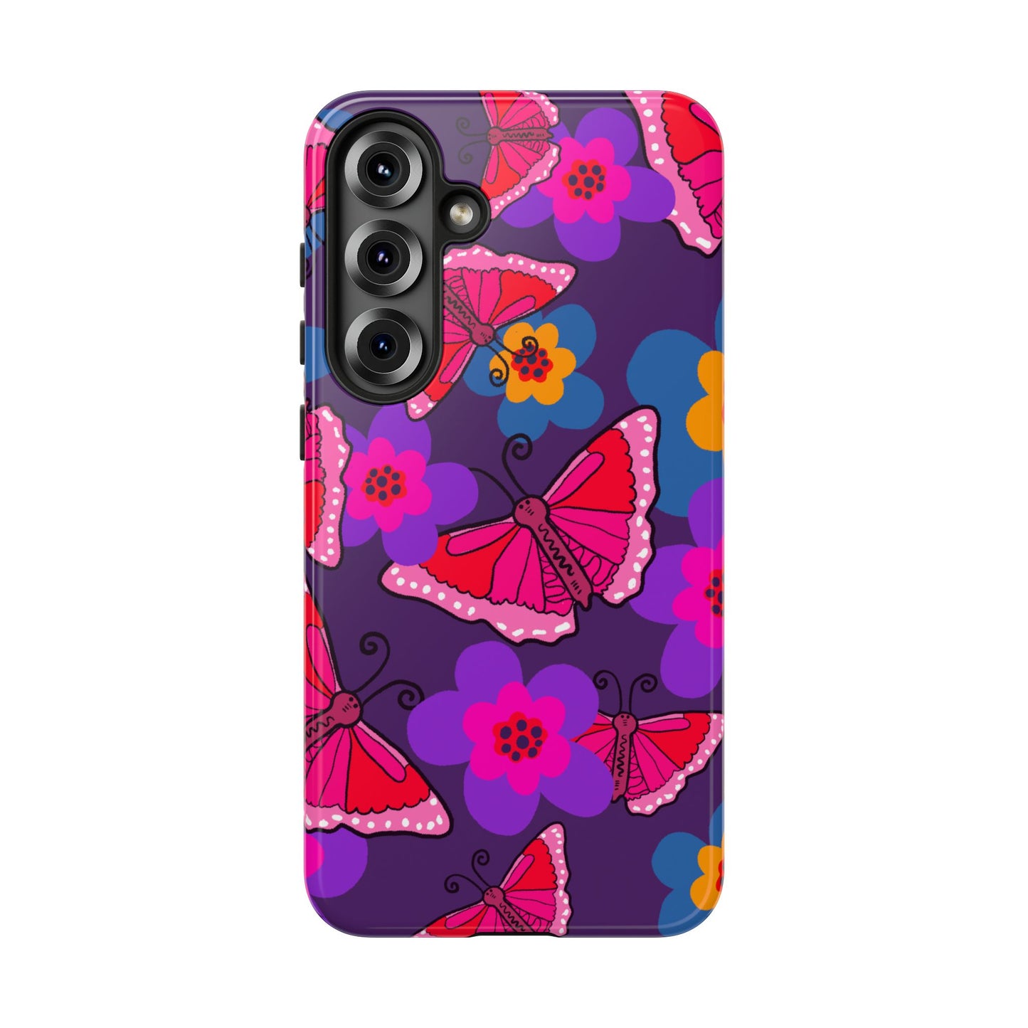 Phone Case, Pink Butterfly Design, Tough Phone Case