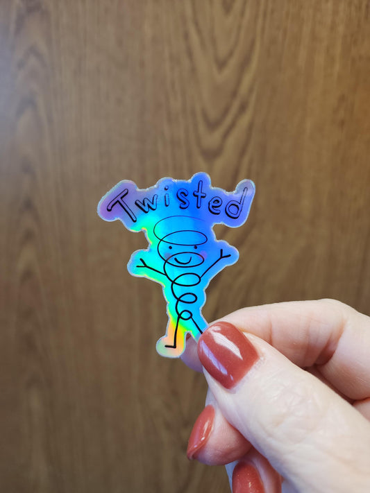 Holographic Sticker, "Twisted" Twister, Vinyl, Die-Cut, 2 Inch