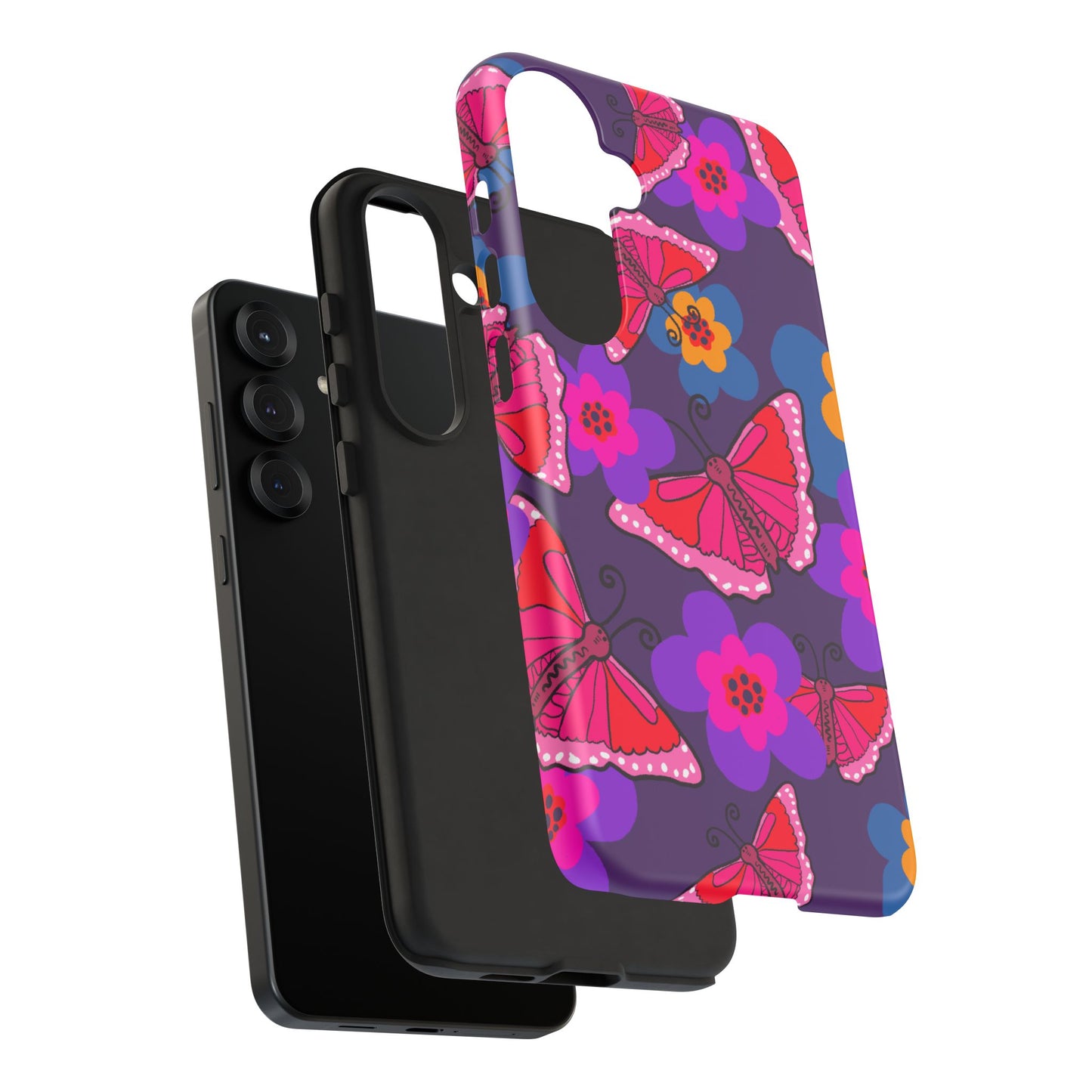 Phone Case, Pink Butterfly Design, Tough Phone Case
