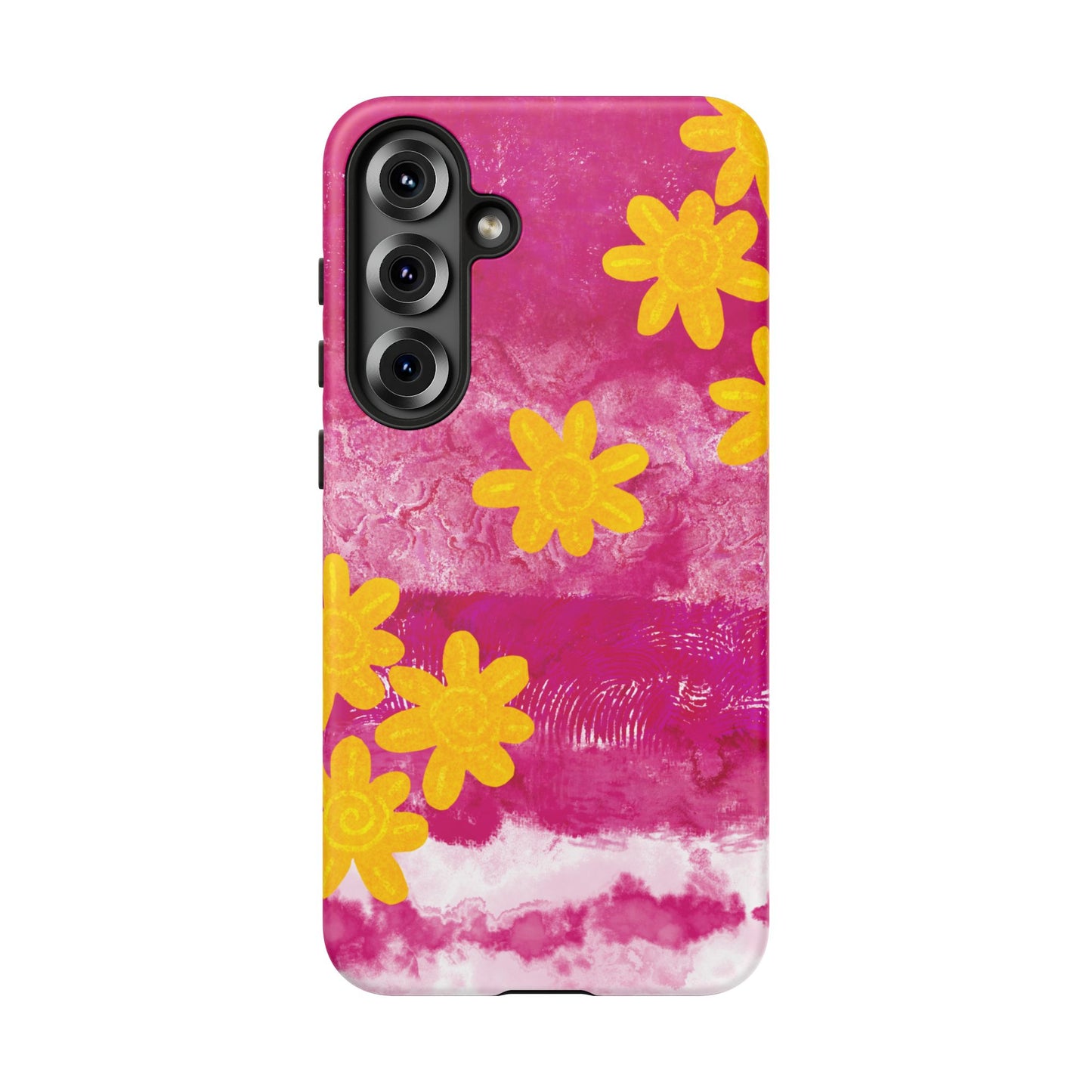 Yellow Flowers on Raspberry Phone Case| Tough Case