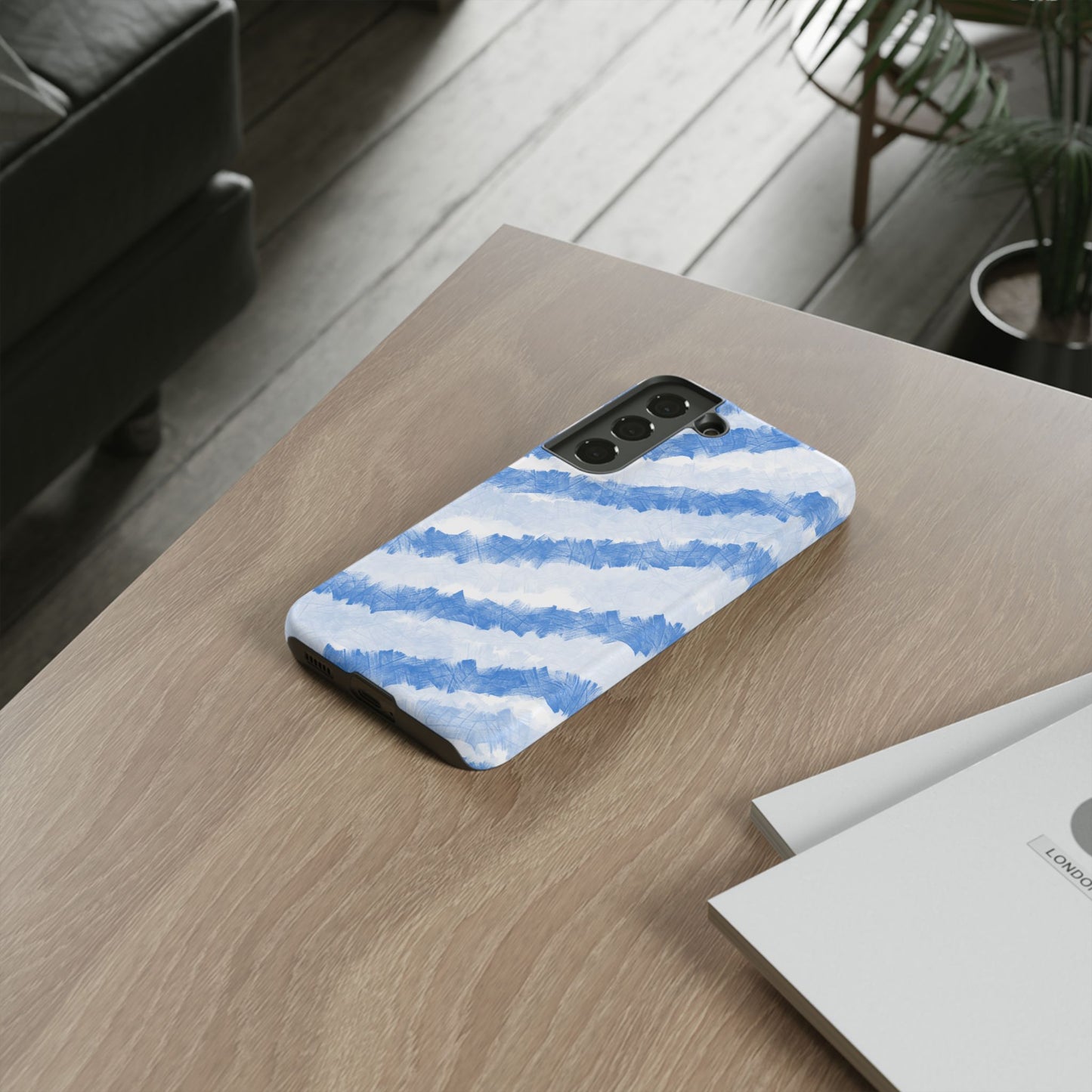 Chunky Blue Stripes Phone Case| Tough Case