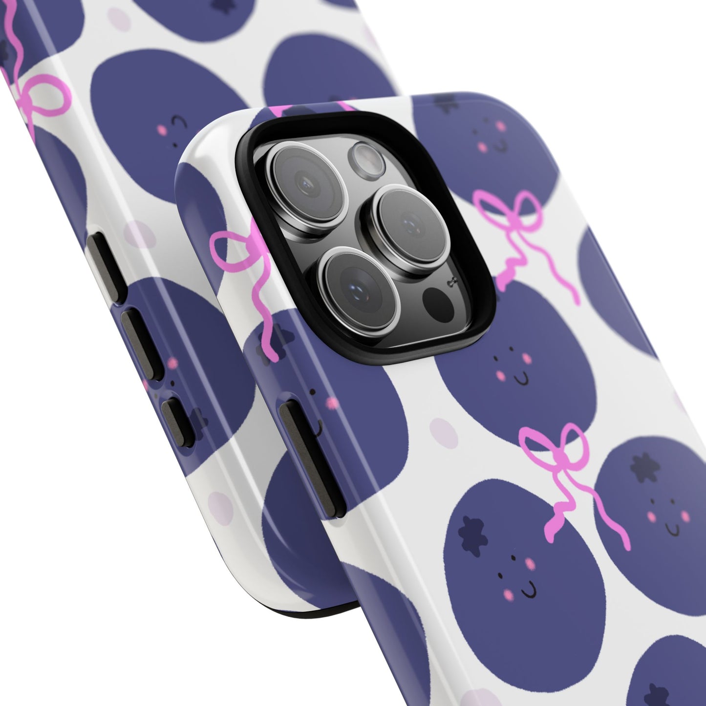 Phone Case, Blueberry Design on White, Tough Phone Case