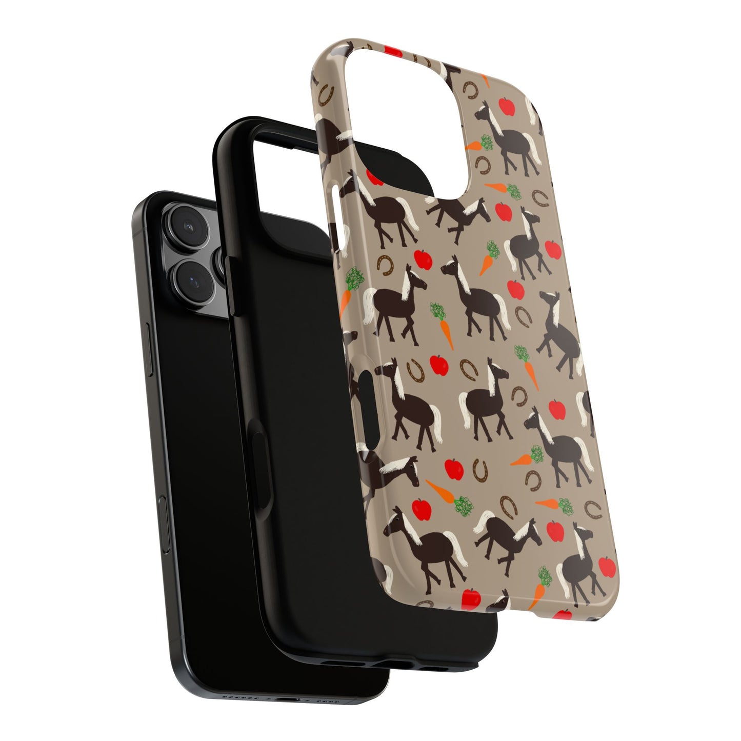 Phone Case, Horses, Carrots and Apples on Tan, Tough Phone Case, Horse Lovers, Year of the Horse